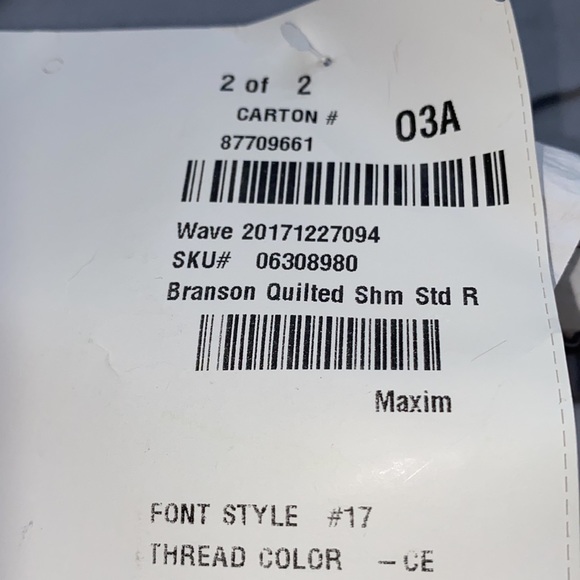 Pottery Barn Kids Standard Quilted Pillow Sham Monogrammed Maxim 20” x 26” - Picture 5 of 10